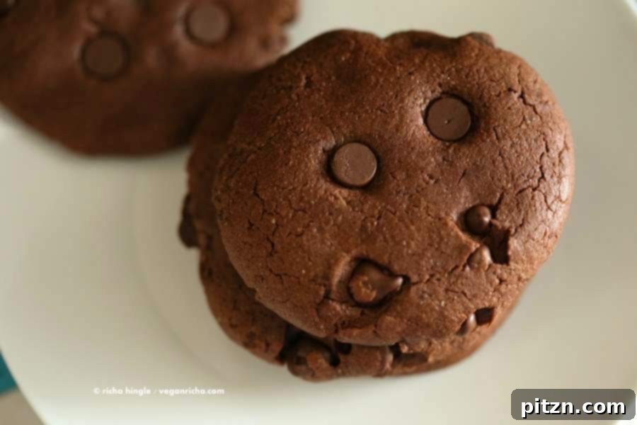 Chewy Vegan Double Chocolate Chip Cookies 4 Vegan Double Chocolate Chip Cookies | Vegan Richa
