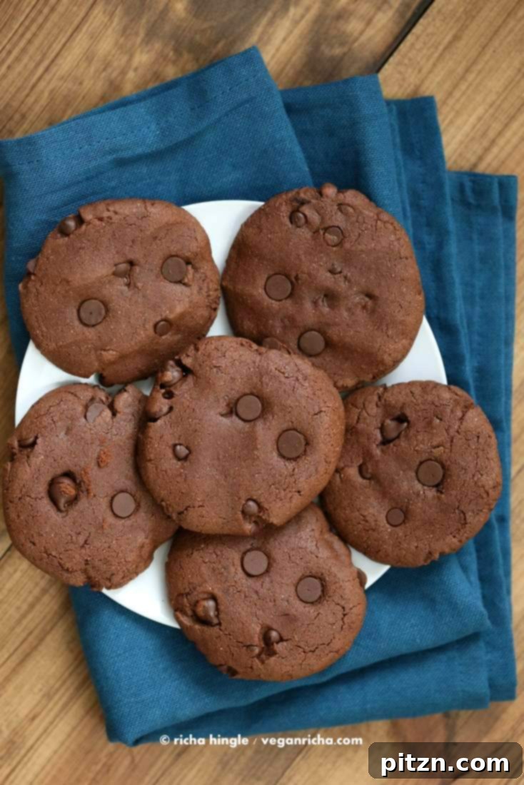 Vegan Double Chocolate Chip Cookies | Vegan Richa