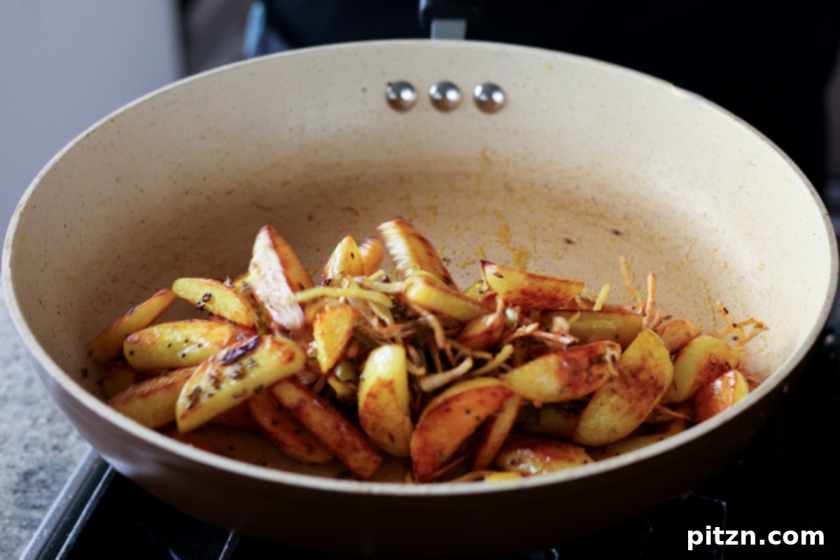 potatoes and aromatics mixed together