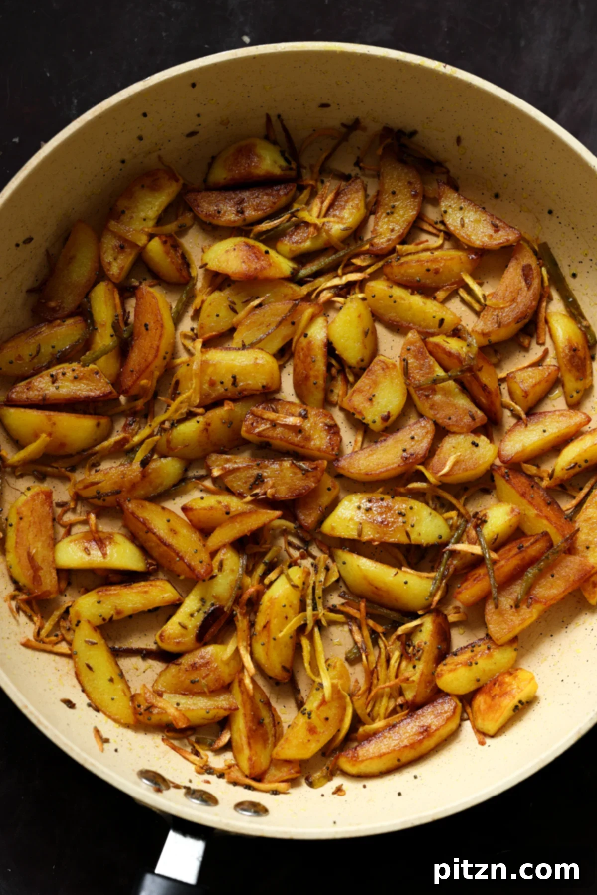 Nepali aloo in the pan after cooking
