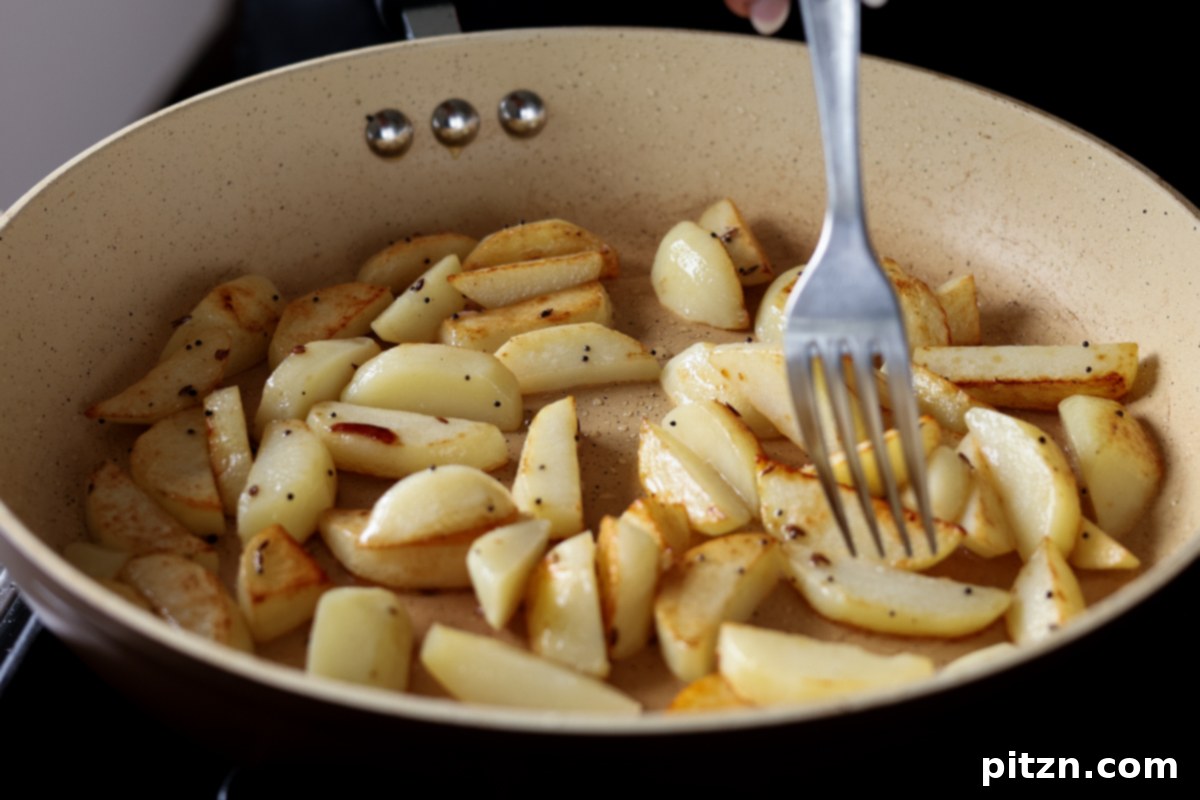potato cooking in progress