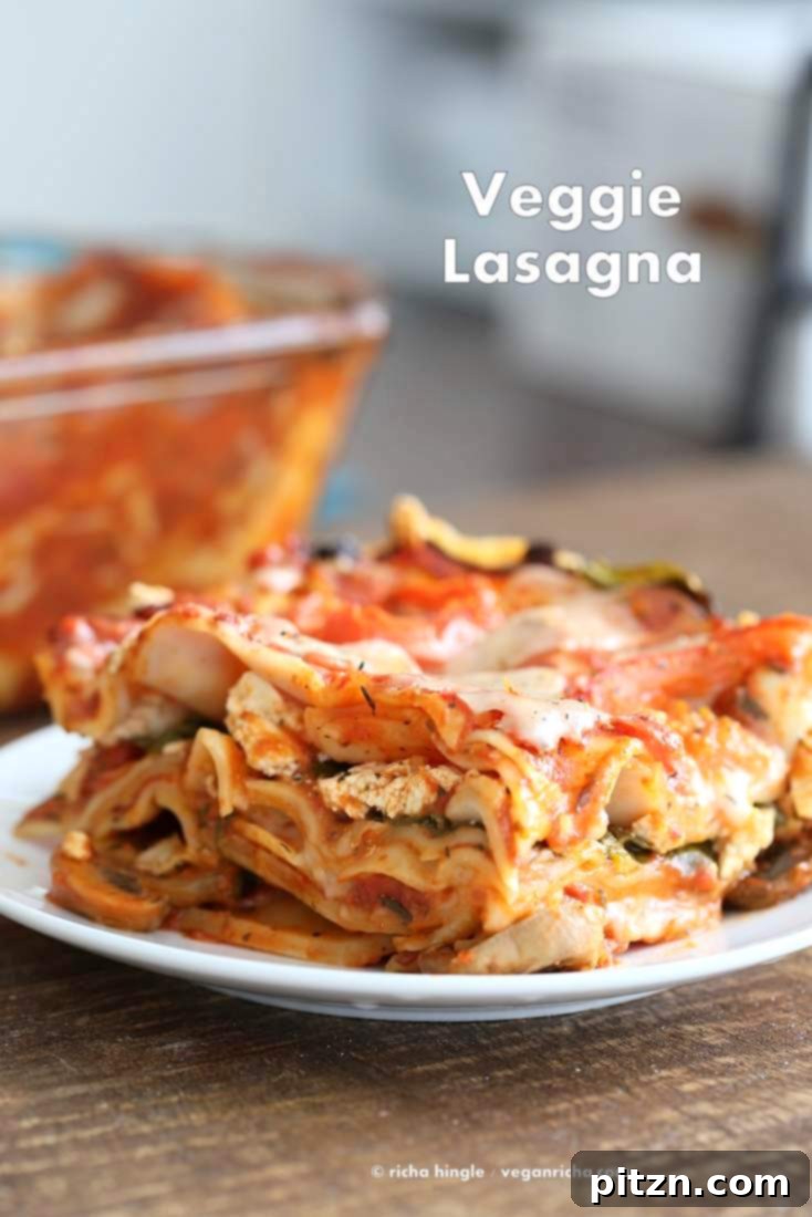 Cozy Vegan Veggie Lasagna for Two 10 A beautifully plated, delicious slice of Vegan Veggie Lasagna, showcasing its appealing layers and ready for enjoyment.
