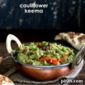 Gobi Matar Keema - Minced Cauliflower and Peas in Cilantro Onion curry