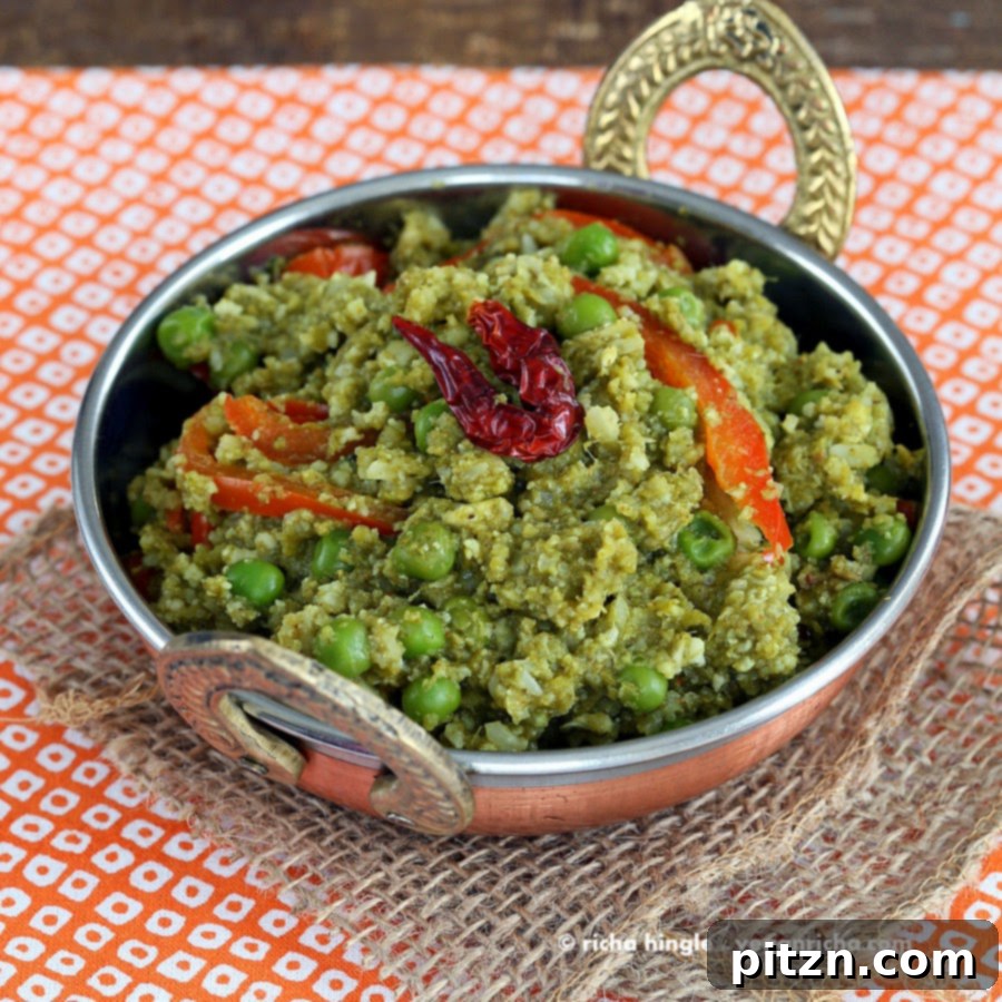 Delicious Gobi Matar Keema in a bowl