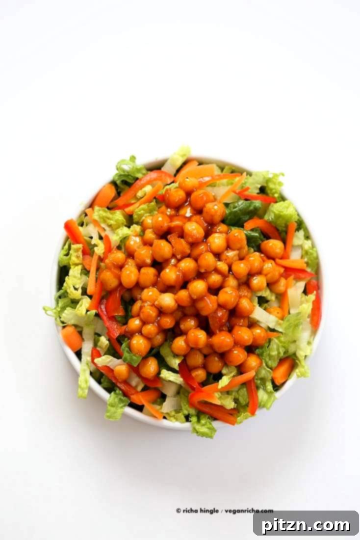 Firecracker Chickpea Crunch with Peanut Drizzle 4 Crunchy Salad with firecracker Chickpeas and Peanut sauce | Vegan Richa