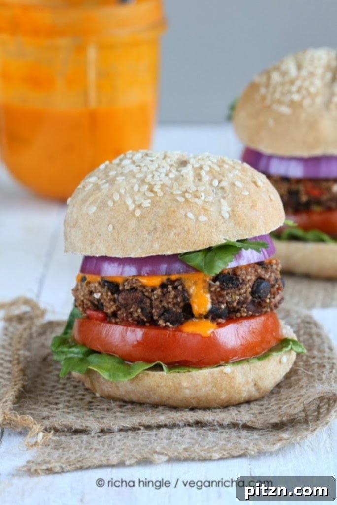 A perfectly prepared Smoky Amaranth Black Bean Burger