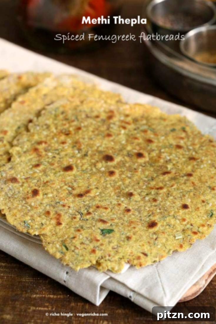 High Protein Methi Thepla - Savory Herbed Indian Flatbread with Chickpea, Quinoa, and Coconut Flours