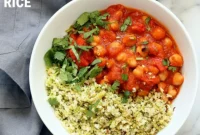 Spanish Chickpea Stew with Cauliflower Broccoli Rice