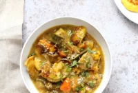 Bengali Chapor Ghonto: Hearty Lentil Fritters in Sweet Potato & Eggplant Coconut Curry