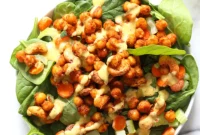 Spicy Sriracha Chickpea Cashew Spinach Power Bowl with Golden Curry