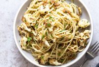 Spaghetti with Crispy Garlic Crumbs and Smoky Roasted Cauliflower