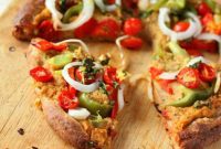 Vegan Rustic Pizza Chana Masala Hummus Cherry Tomatoes Veggies
