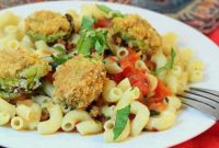 Crispy Brussels Sprouts Pasta Tomato Basil Vegan GF