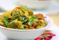 Vegan Gluten Free Tomato Gravy Brussels Sprouts and Potatoes