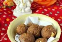 Vegan Indian Besan Laddoo Sweet Chickpea Delight with Cashews and Raisins