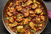 One Pan Chicken Style Braised Tofu and Vegetables