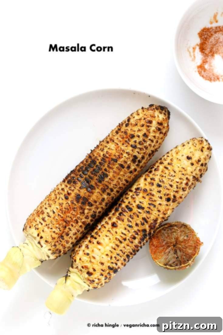 Indian Street Style Roasted Corn Bhutta 2 Indian Roasted Corn on the Cob - Street style Butta or Bhutta recipe | Vegan Richa
