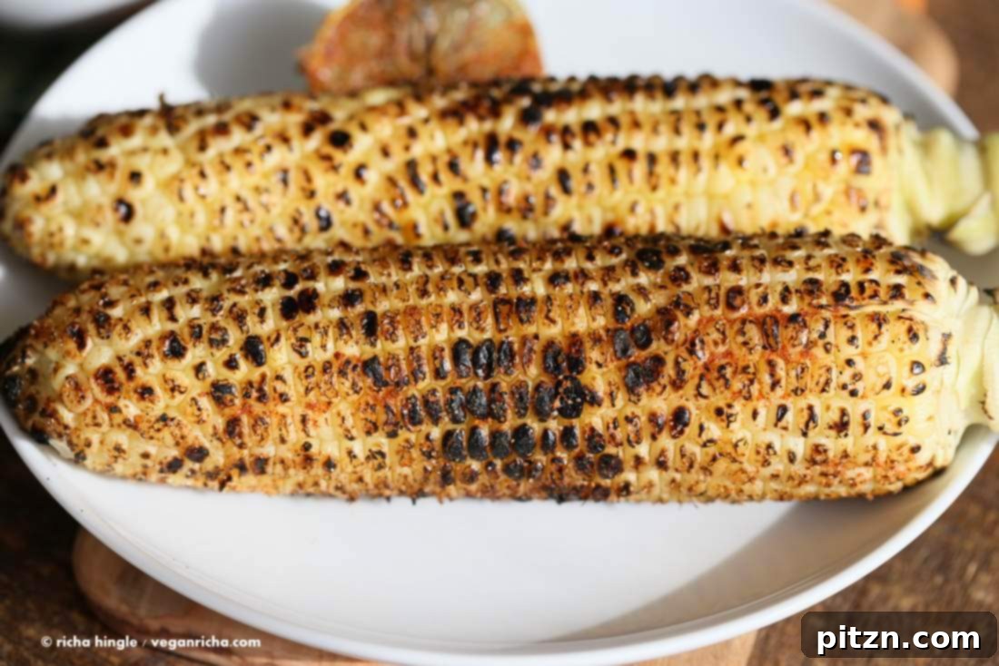 Indian Street Style Roasted Corn Bhutta 3 Indian Roasted Corn on the Cob - Street style Butta or Bhutta recipe | Vegan Richa