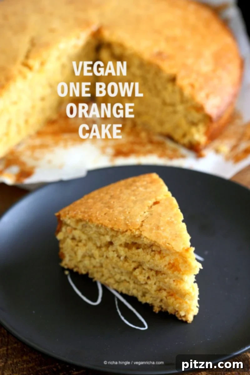 Effortless Zesty Vegan Orange Cake 2 Vegan Orange Cake made in 1 Bowl and just 8 ingredients! Easy Moist Citrusy Vegan Cake. #Soyfree #PalmOilfree #vegan #Recipe.| VeganRicha.com