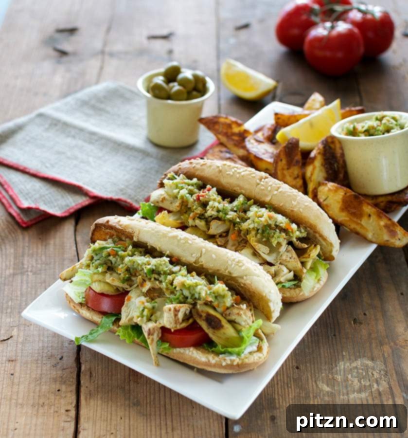 Vegan Chipotle Corn Chowder: A Cook The Pantry Book Review 3 Delicious Artichoke Muffaleta Po'Boys, a featured quick vegan recipe from Robin Robertson's Cook the Pantry cookbook, showcasing the book's innovative meal ideas.