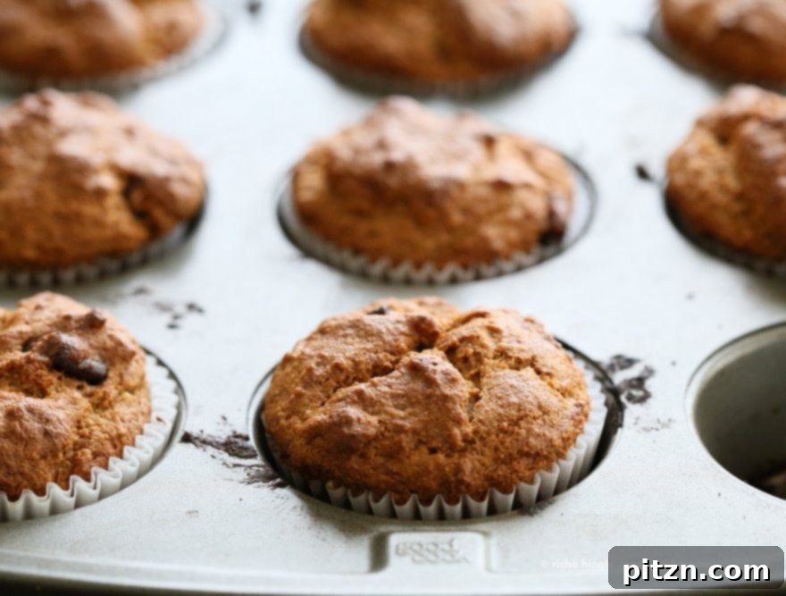 Delicious Vegan Gluten-Free Banana Muffins 4 Vegan Gluten free Banana Muffins . Easy Breakfast Muffins. Almond flour, Oat flour, 2 bananas and large Chocolate chunks. Glutenfree Breakfast Muffin Recipe | VeganRicha.com