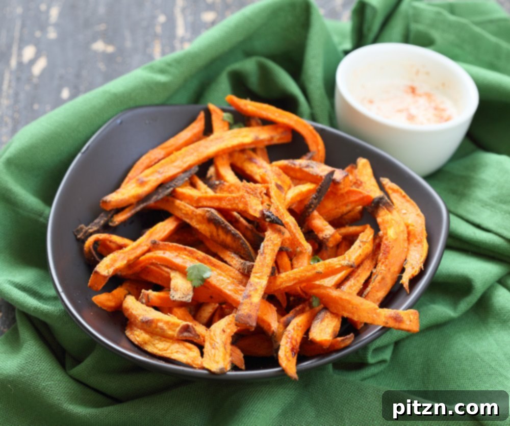 Baked Sweet Potato Fries with Vegan Chipotle Ranch. Easy Crisp Sweet Potato Fries served with dairy free ranch. Vegan Appetizer Recipe Glutenfree Soyfree | VeganRicha.com