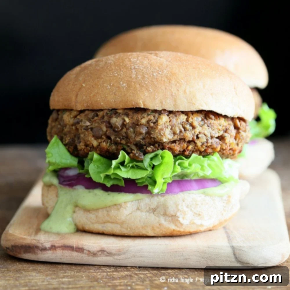 Freshly Made Spiced Lentil Walnut Burgers Ready to Serve