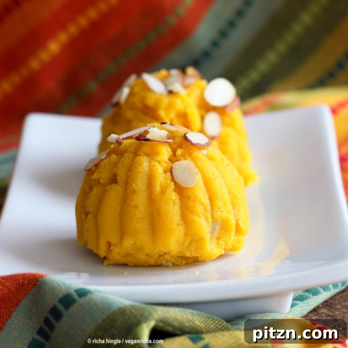 Mango Sheera Recipe. Mango Kesari or Halwa. Semolina Mango Pudding . Vegan Indian Dessert Recipe. | VeganRicha.com can be made gluten-free and oil-free