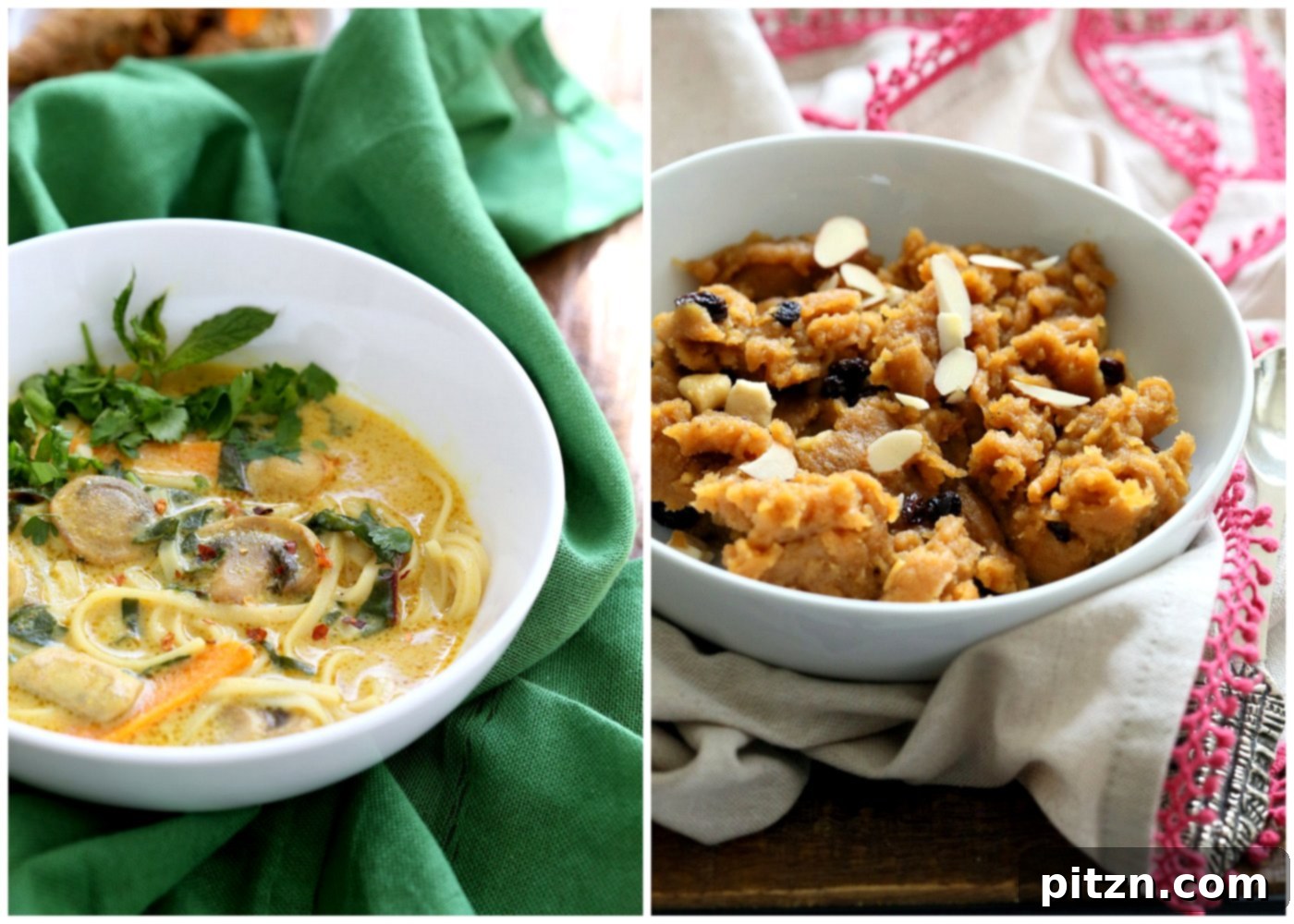 Rich and creamy Curry Laksa, a flavorful vegan noodle soup, perfect for a warming meal, alongside decadent Indian Spoon Fudge. Highlights of upcoming October recipes.
