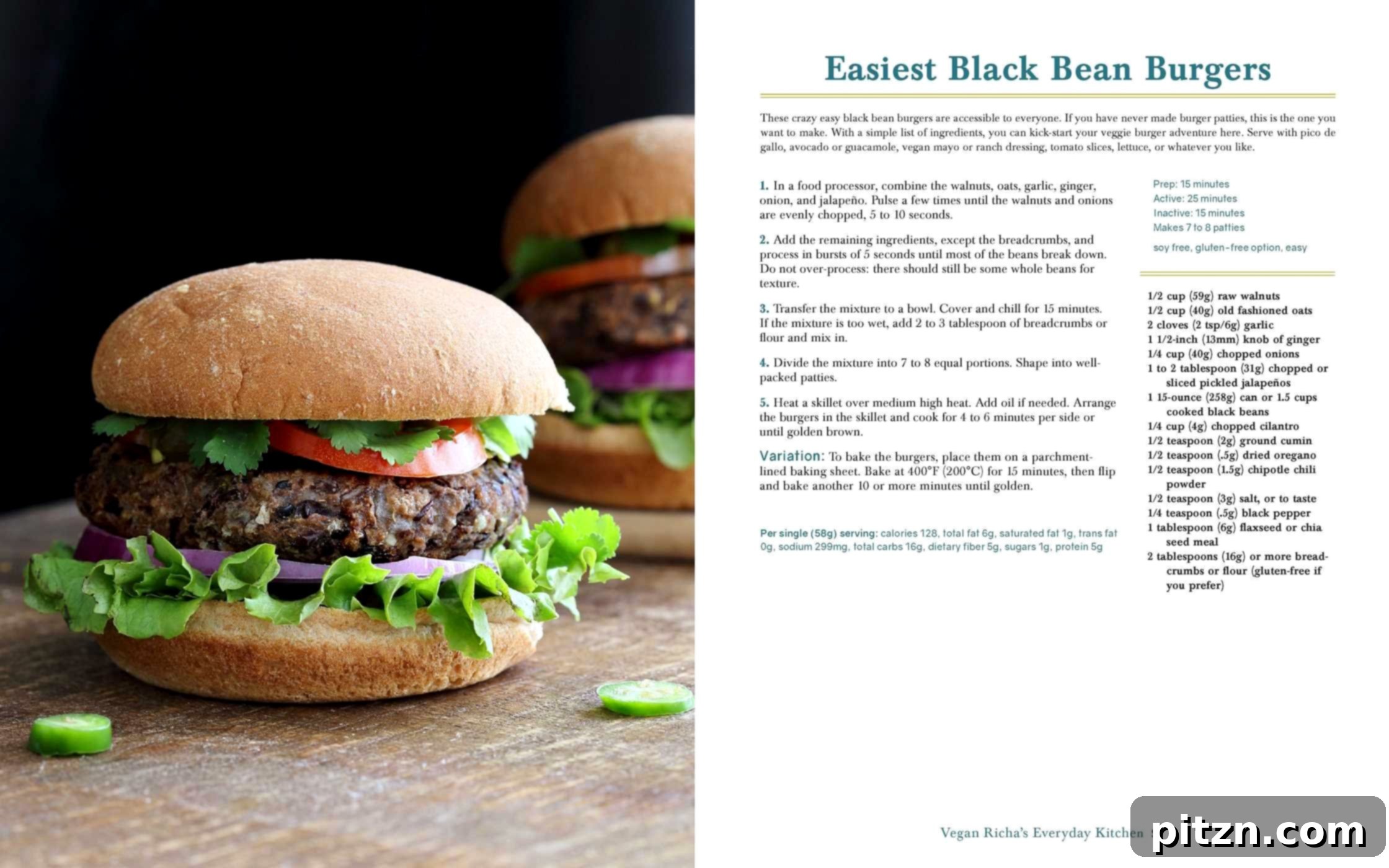Black Bean Burgers from Vegan Richa's Everyday Kitchen Cookbook - Easy Plant-Based Meal Idea