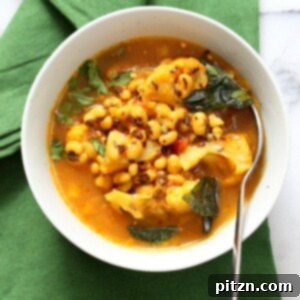 Instant Pot Black Eyed Pea Curry with Potato and Cauliflower