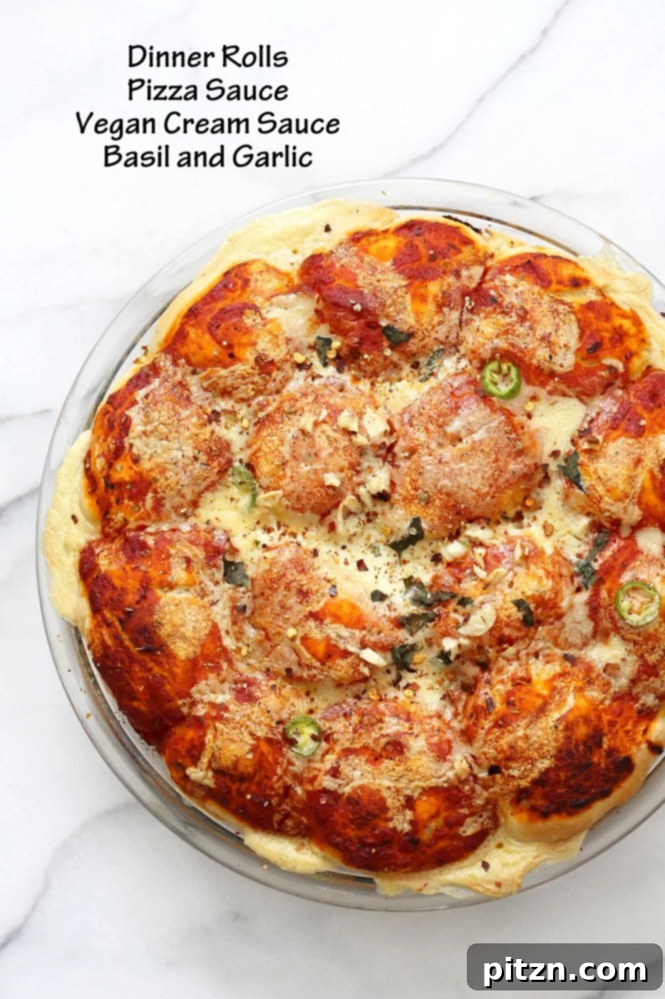 Cheesy Pizza Monkey Bread 2 Delicious Vegan Cheesy Pull Apart Pizza Bread, perfect for parties and light meals. This soy-free Pizza Monkey Bread features roasted vegetables, olives, and mushrooms for a complete pizza bake experience.