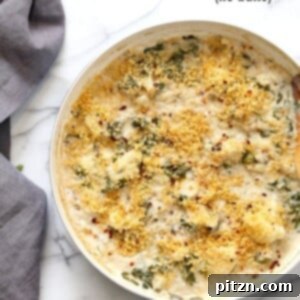 Creamy Spiced No Bake Vegan Cauliflower Gratin 6 Vegan Cauliflower Gratin - Creamy, Spiced Cauliflower Casserole. No Bake Skillet Gratin or Bake with a garlic breadcrumb topping. Vegan Soy-free Recipe, Can be gluten-free and nut-free. | VeganRicha.com
