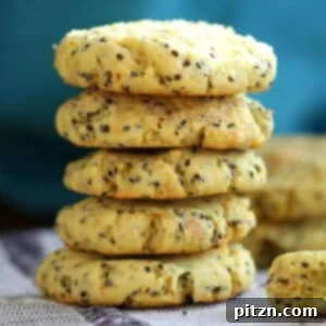 Vegan Lemon Cookies with Chia. Zesty, Bite size Soft cookies for snacking or weekend baking. Vegan Recipe. Easily Gluten-free, Nut-free