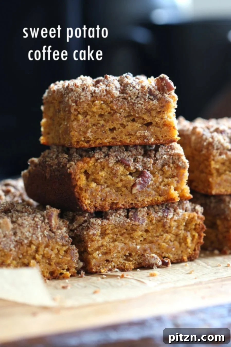 Vegan Gluten-Free Sweet Potato Pecan Crumb Cake 10 Two slices of vegan gluten-free sweet potato coffee cake on a plate, ready to be enjoyed