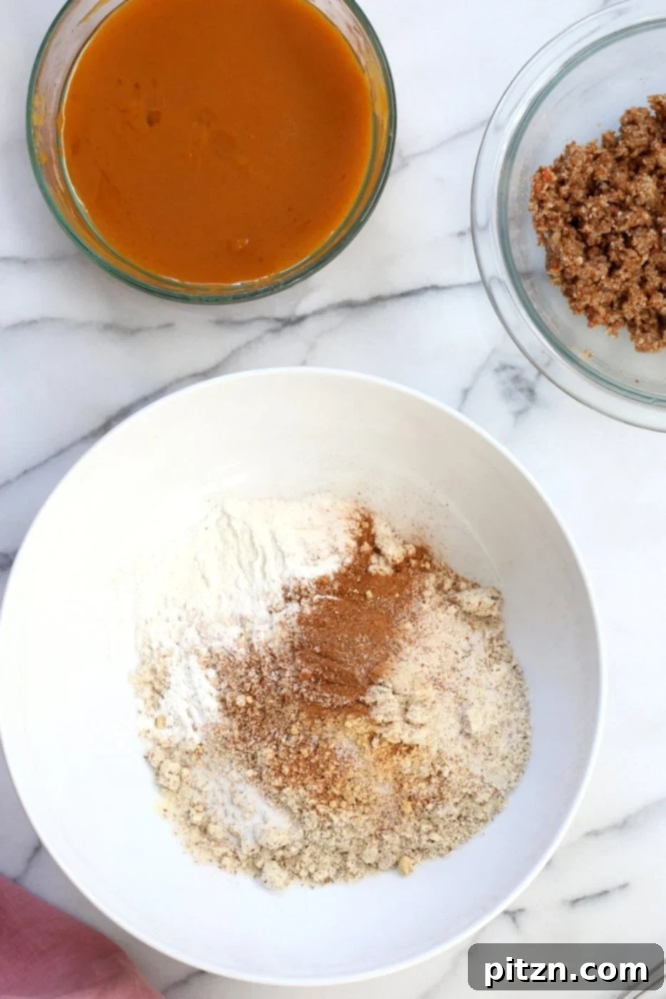 Vegan Gluten-Free Sweet Potato Pecan Crumb Cake 4 Mixing dry ingredients for vegan gluten-free sweet potato coffee cake