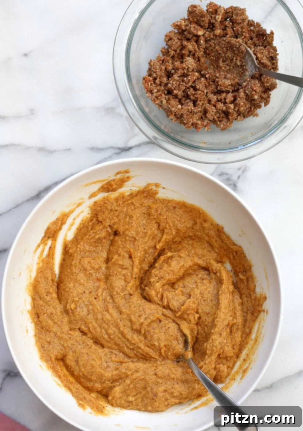 Vegan Gluten-Free Sweet Potato Pecan Crumb Cake 5 Combining wet and dry ingredients to form a thick batter for the crumb cake
