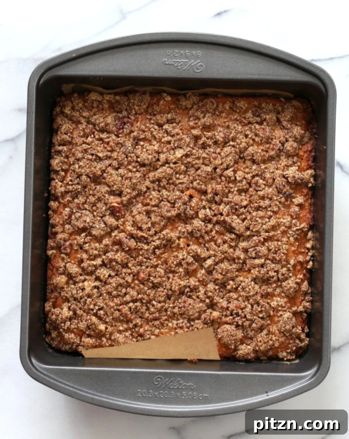 Vegan Gluten-Free Sweet Potato Pecan Crumb Cake 7 Baked vegan gluten-free coffee cake cooling, exuding delightful fall aromas
