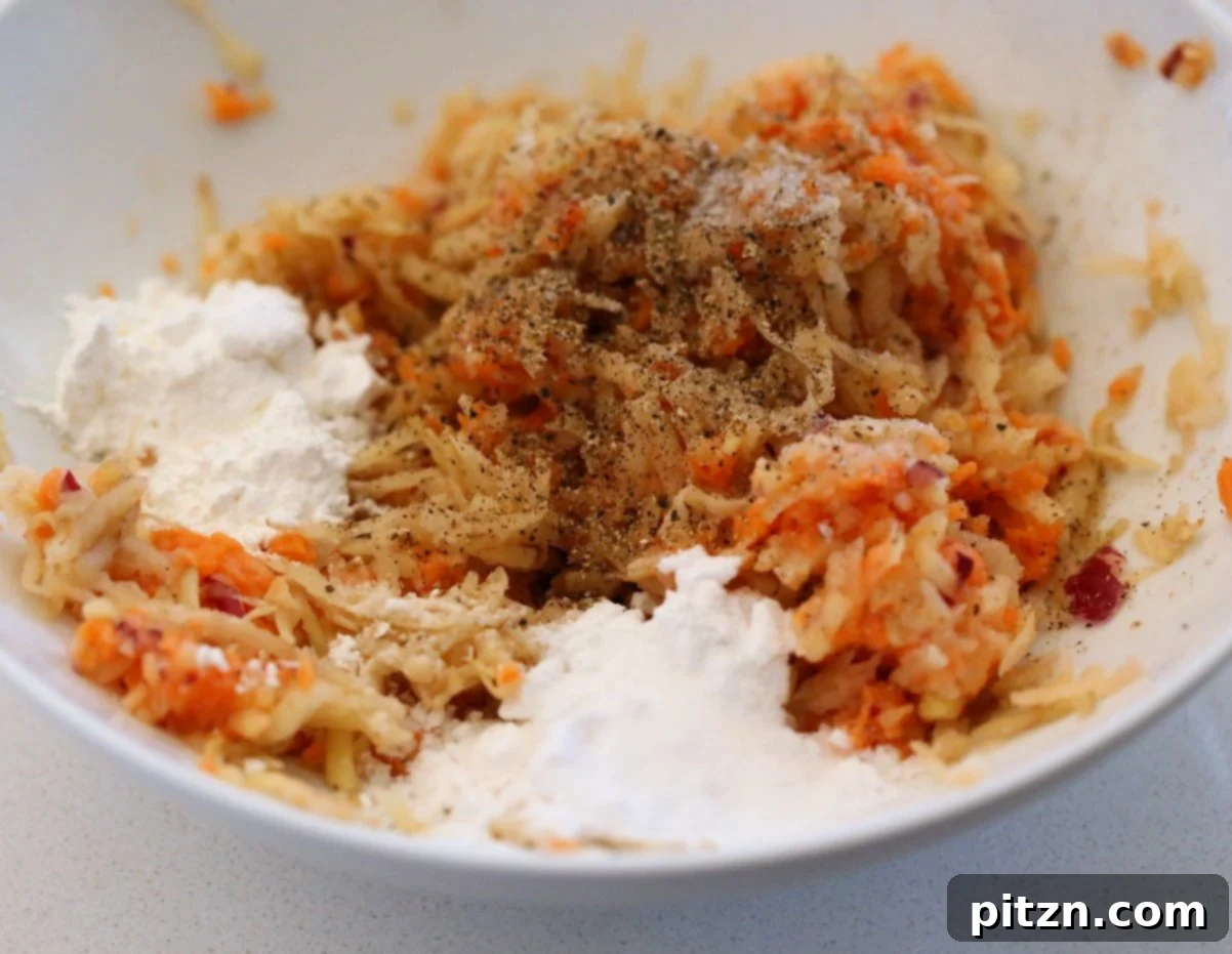 Collection of Vegan Latkes: Crispy Potato and Sweet Potato Fritters with various toppings