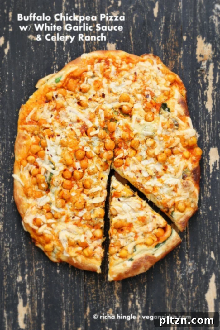 Spicy Vegan Buffalo Chickpea Pizza with Creamy Garlic Celery Ranch 2 Vegan Buffalo Chickpea Pizza with White Garlic Sauce| Vegan Richa