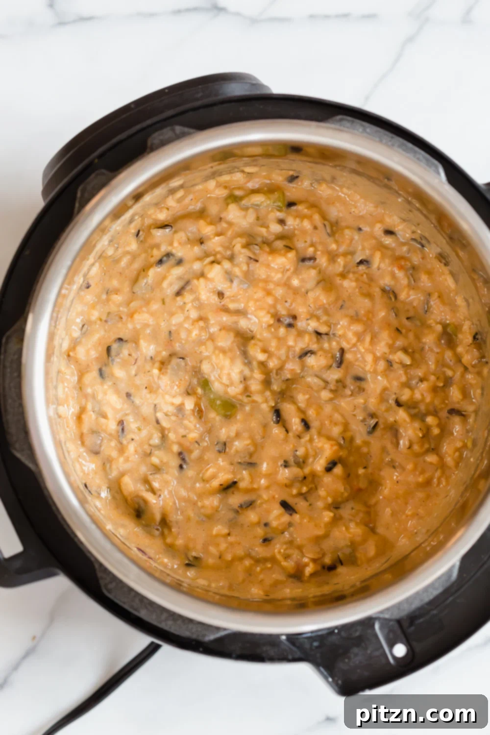 Vegan Wild Rice Mushroom Soup made in a Pressure Cooker. Instant Pot Mushroom soup. Creamy 1 Pot Winter meal. #VeganRicha #Vegan #Glutenfree #Soyfree #Recipe