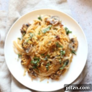 Speedy Creamy Mushroom Tetrazzini 7 Instant Pot Mushroom Tetrazzini Simple Creamy Comforting Pasta dinner with simple pantry ingredients. 1 Pot Tetrazzini. #Vegan #Soyfree #Recipe.#VeganRicha Can be #nutfree #Glutenfree