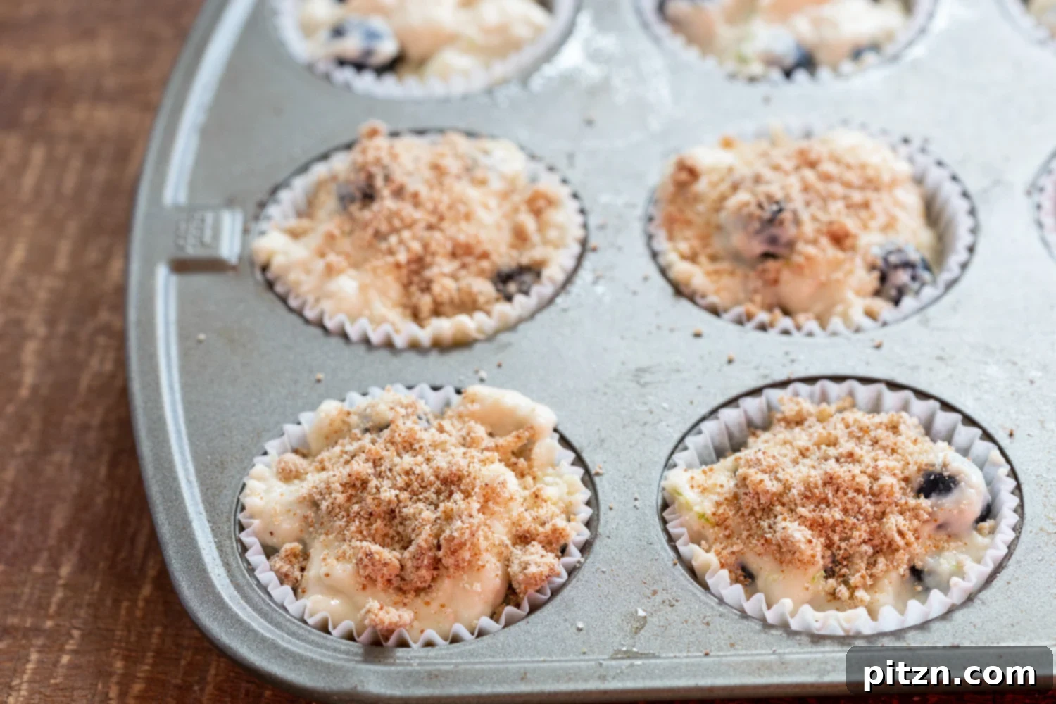 Vegan Blueberry Muffins in muffin pan