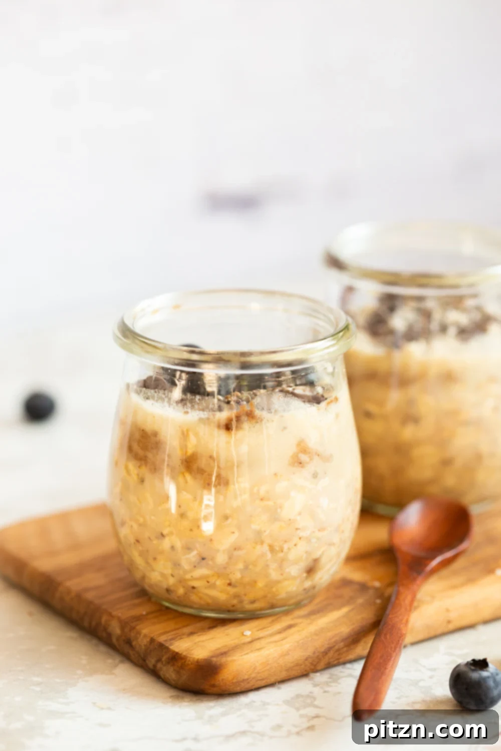 Decadent Samoa Cookie Overnight Oats 2 Our Vegan Samoa Cookie Overnight Oats in glass jars