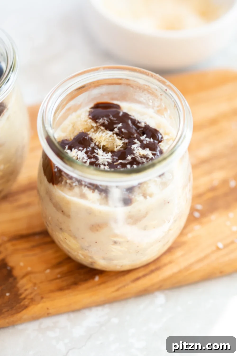 Decadent Samoa Cookie Overnight Oats 8 Our Samoa Cookie Overnight Oats in glass jars