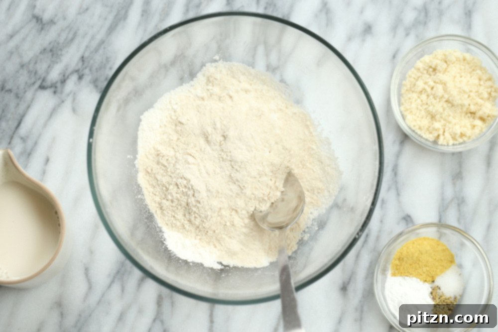 Ingredients for biscuit topping in bowls