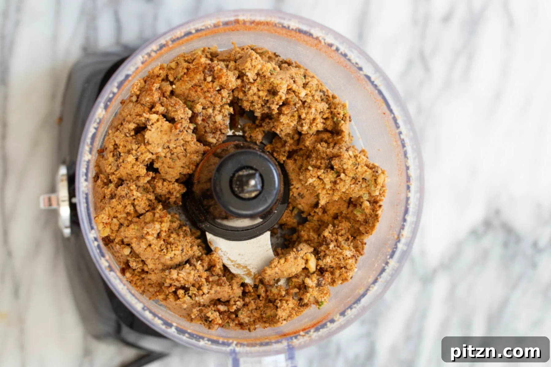 blended chickpea walnut taco meat in a food processor