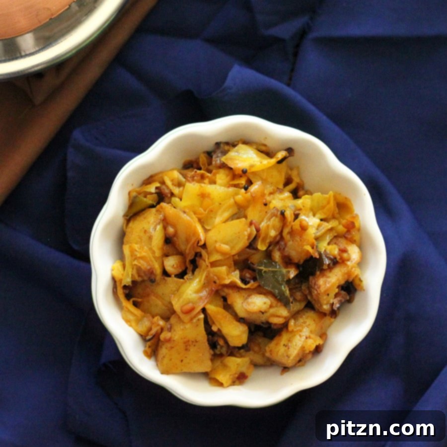 Burnt Chili Patta Gobi Aloo: Spicy Vegan Gluten-Free Cabbage and Potatoes 6 Another view of the delicious Burnt Chili Spiced Cabbage and Potatoes