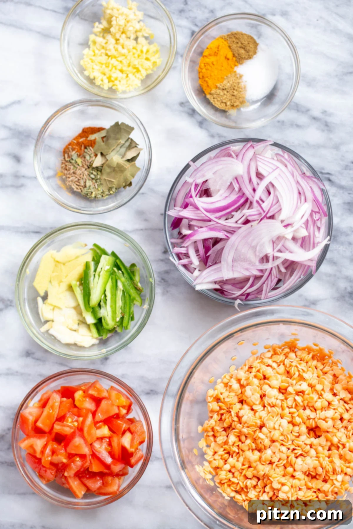 ingredients for making masoor dal tadka 