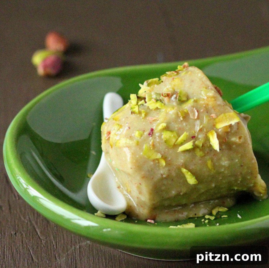 Vegan Gluten-Free Pistachio Almond Cardamom Kulfi Pops 4 Creamy Pistachio Almond Cardamom Popsicle - Indian Pista Kulfi Dessert. Non Dairy Ice Cream. Vegan Gluten-free Soy-free Recipe.